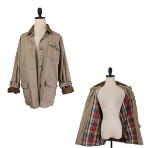 Vintage Barn Jacket Chore Coat Women PM Tan Brown Corduroy 90s Classic Outdoorsy
